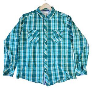 PD&C Mens  Plaid Button Up‎ Shirt Size  XL Cotton Casual Basic Staple Everyday